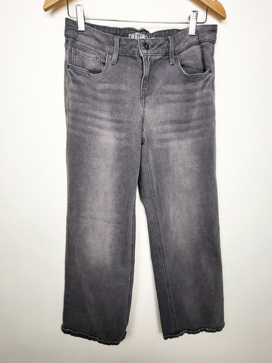 California Vintage grey wide leg jeans with distressed hem | Juniors size 7 (size medium)