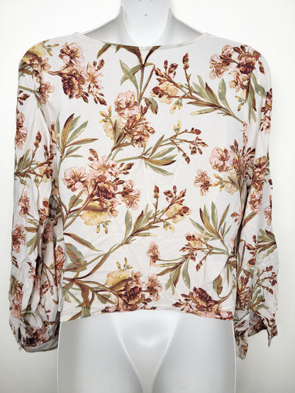 H and M floral print tie front viscose blouse | SIZE 12