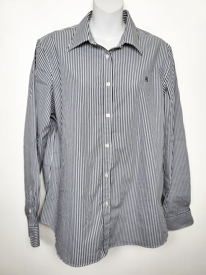 Lauren Ralph Lauren Striped Easy Care Cotton Button Down Shirt | Size XL