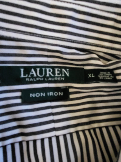 Lauren Ralph Lauren Striped Easy Care Cotton Button Down Shirt | Size XL