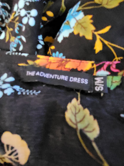 The Adventure Dress brand black floral lightweight wrap dress | Size SMALL / MEDIUM