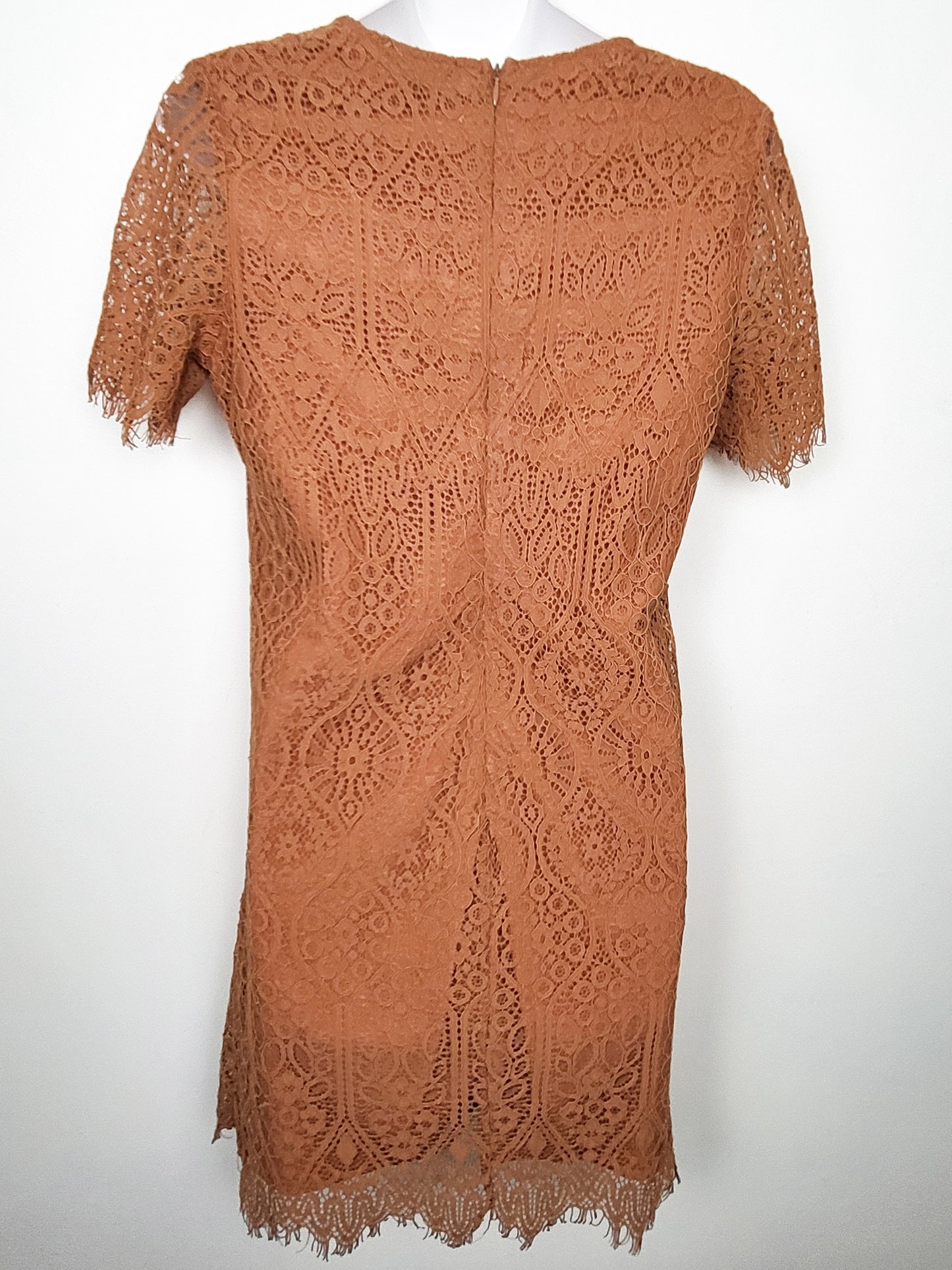 Lucy Paris pumpkin coloured lace shift dress | Size SMALL