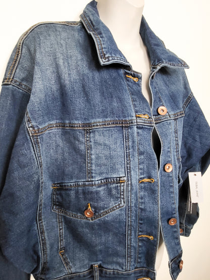NEW - Tribal Jeans Drop Shoulder Cropped Denim Jacket | Size SMALL