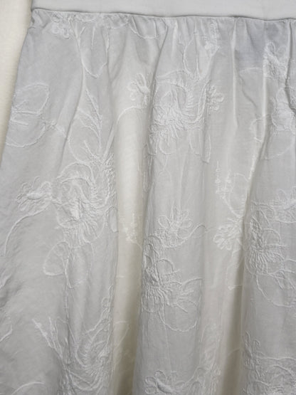 Color Me Cotton (CMC) White Embroidered Handkerchief Hem Midi Skirt  | Size SMALL