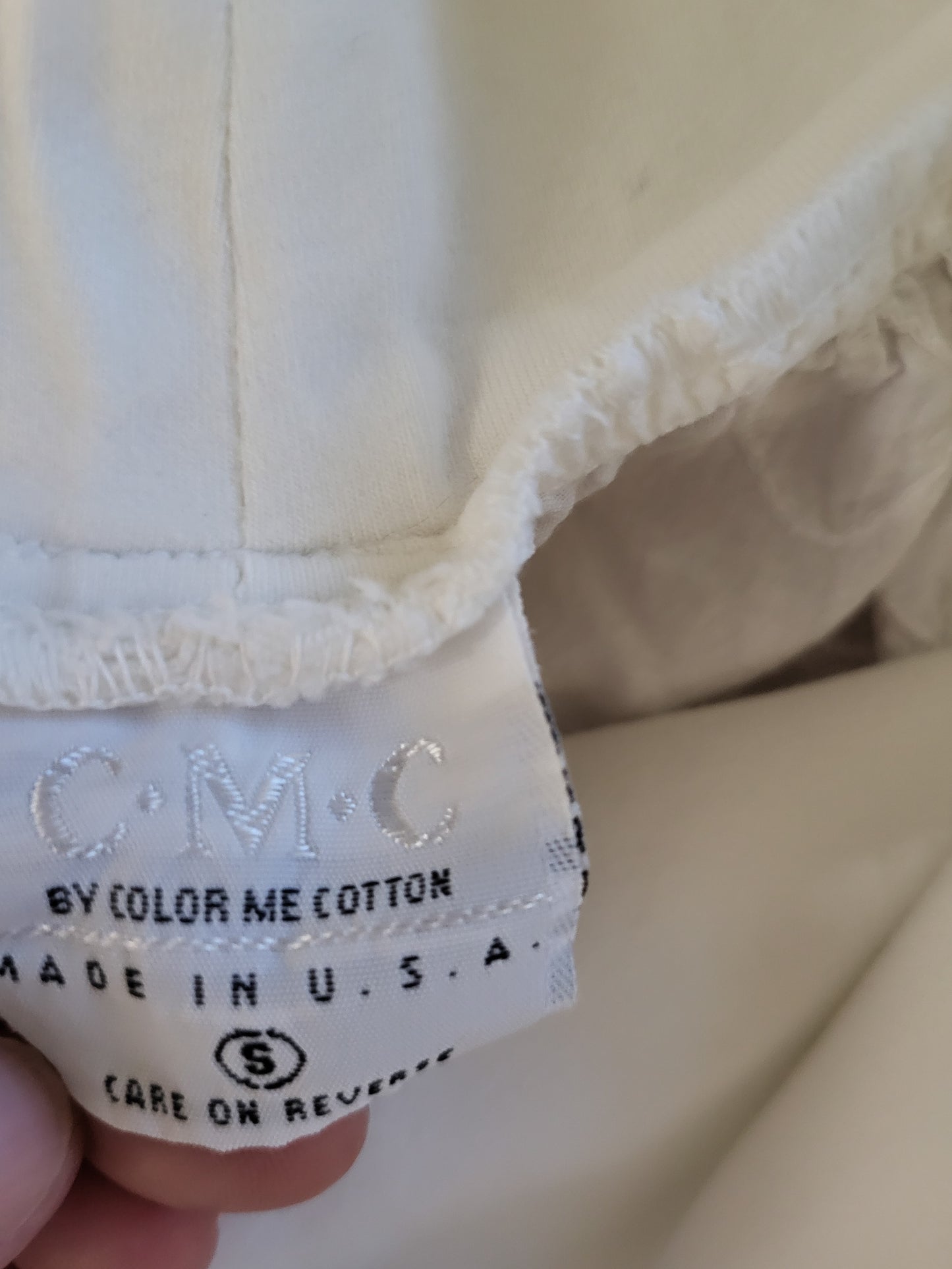 Color Me Cotton (CMC) White Embroidered Handkerchief Hem Midi Skirt  | Size SMALL