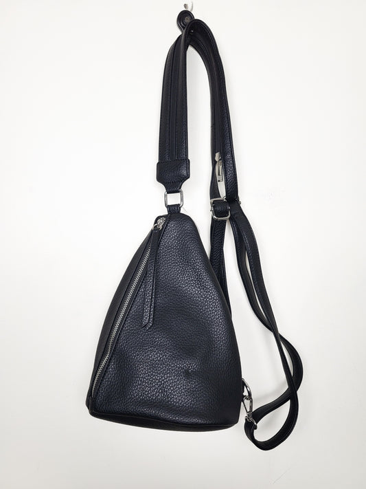 NEW - Penningtons Black Leather Convertible Triangular Backpack Sling Bag