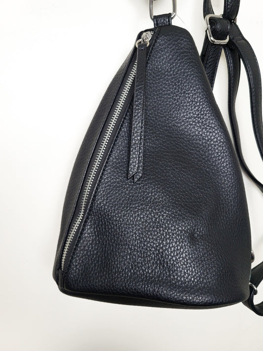 NEW - Penningtons Black Leather Convertible Triangular Backpack Sling Bag