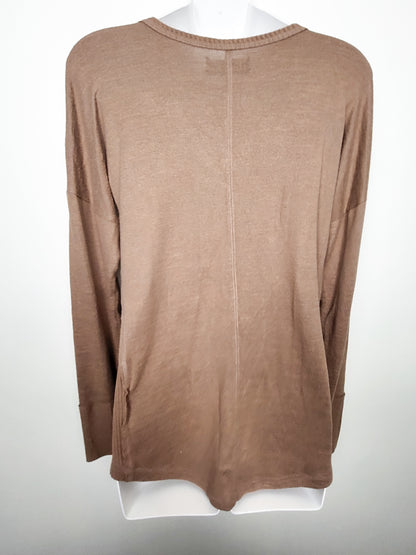 Abercrombie & Fitch Camel Colour Soft & Cozy V-Neck Side-Ribbed Sweater | Size MEDIUM