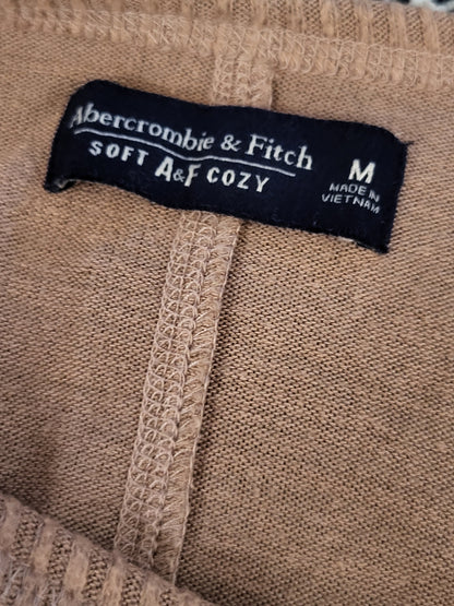 Abercrombie & Fitch Camel Colour Soft & Cozy V-Neck Side-Ribbed Sweater | Size MEDIUM