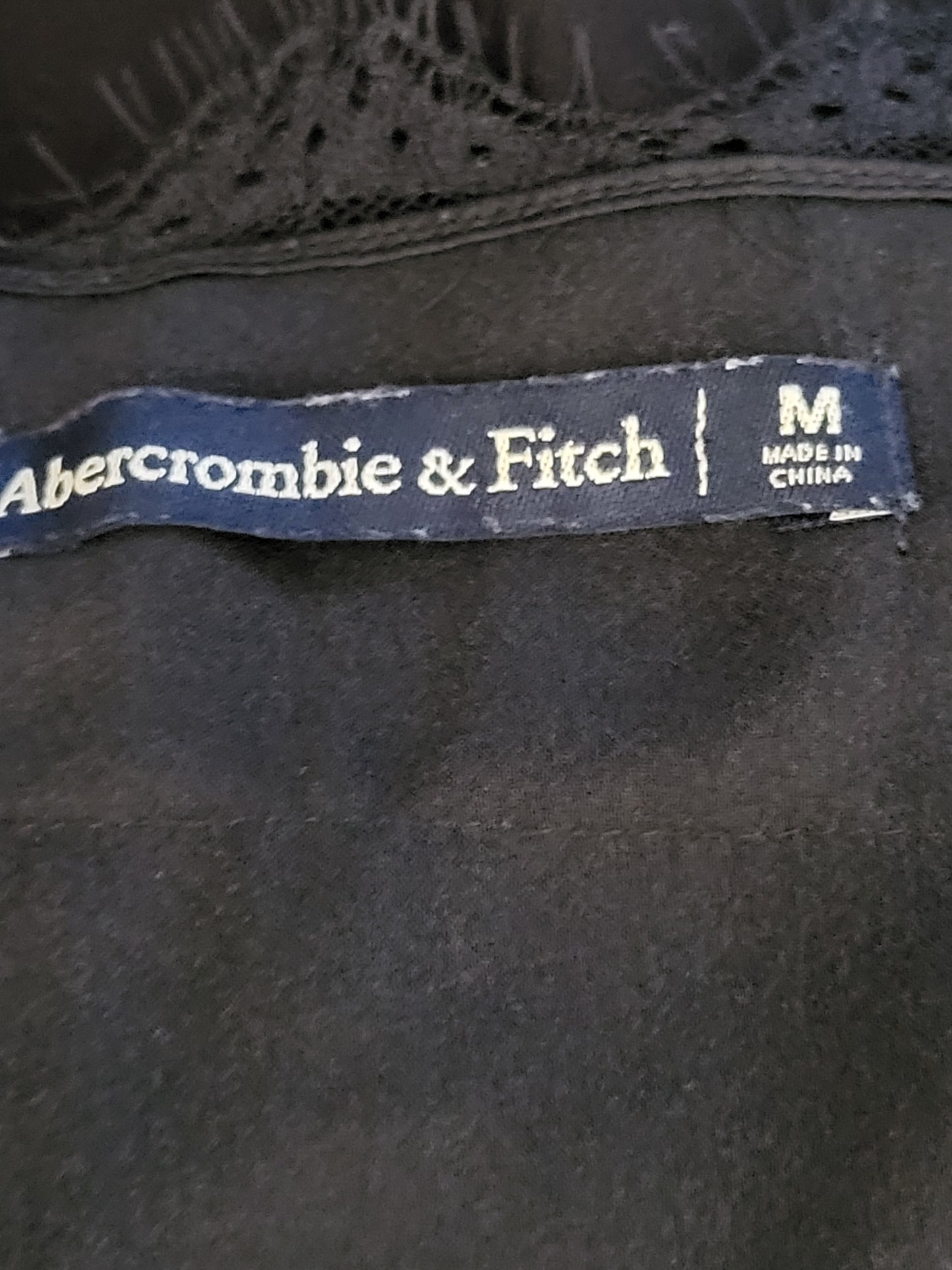 Abercrombie & Fitch Black Lace-Trim Satin Cami Top | MEDIUM