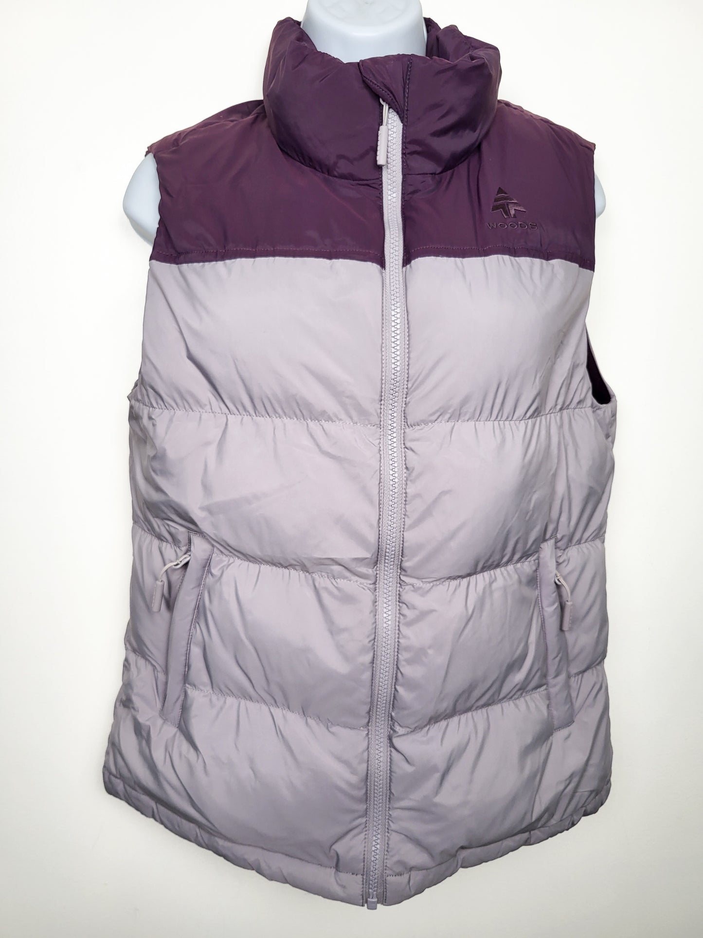 Woods Warwick purple / lilac colur block down filled puffer vest | Size small