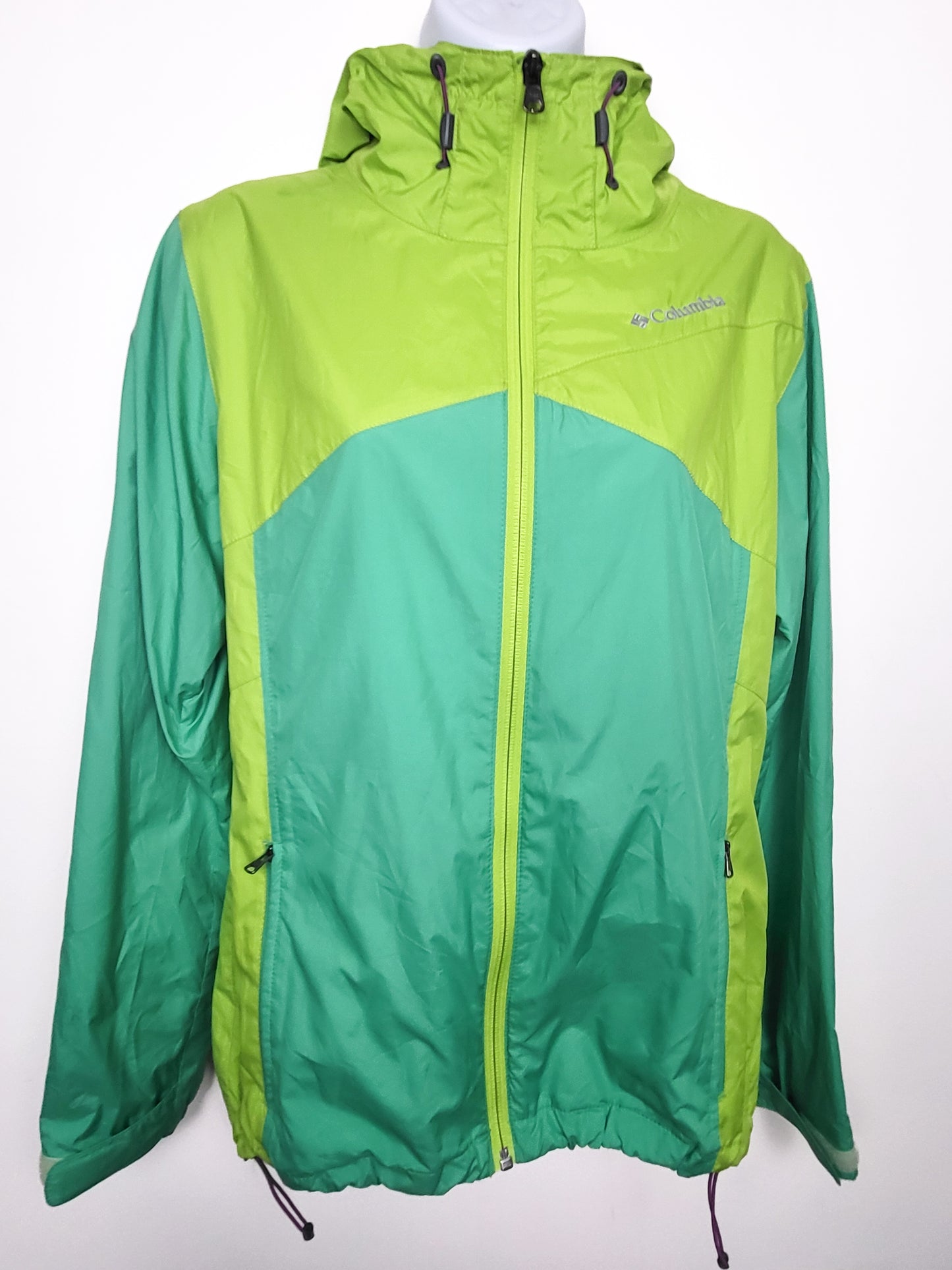 Columbia Women's Two-Tone Green Flash Forward Windbreaker Jacket | Size MEDIUM