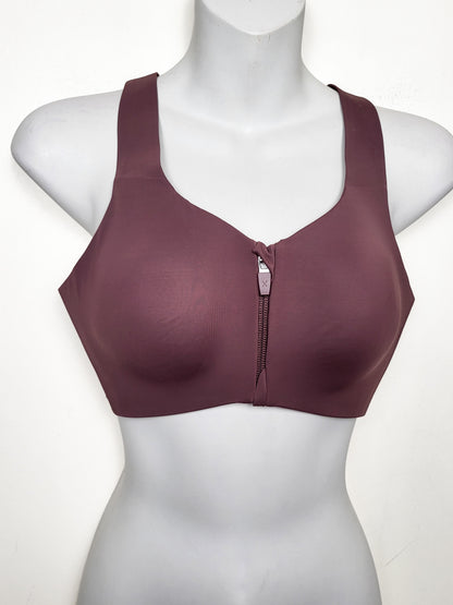 NEW - Knix Catalyst Front Zip Sports Bra in Plum colour | Size 2