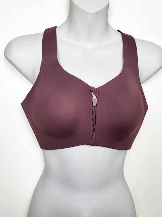 NEW - Knix Catalyst Front Zip Sports Bra in Plum colour | Size 2 (36B to 36C)