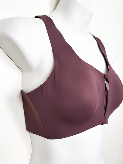 NEW - Knix Catalyst Front Zip Sports Bra in Plum colour | Size 2