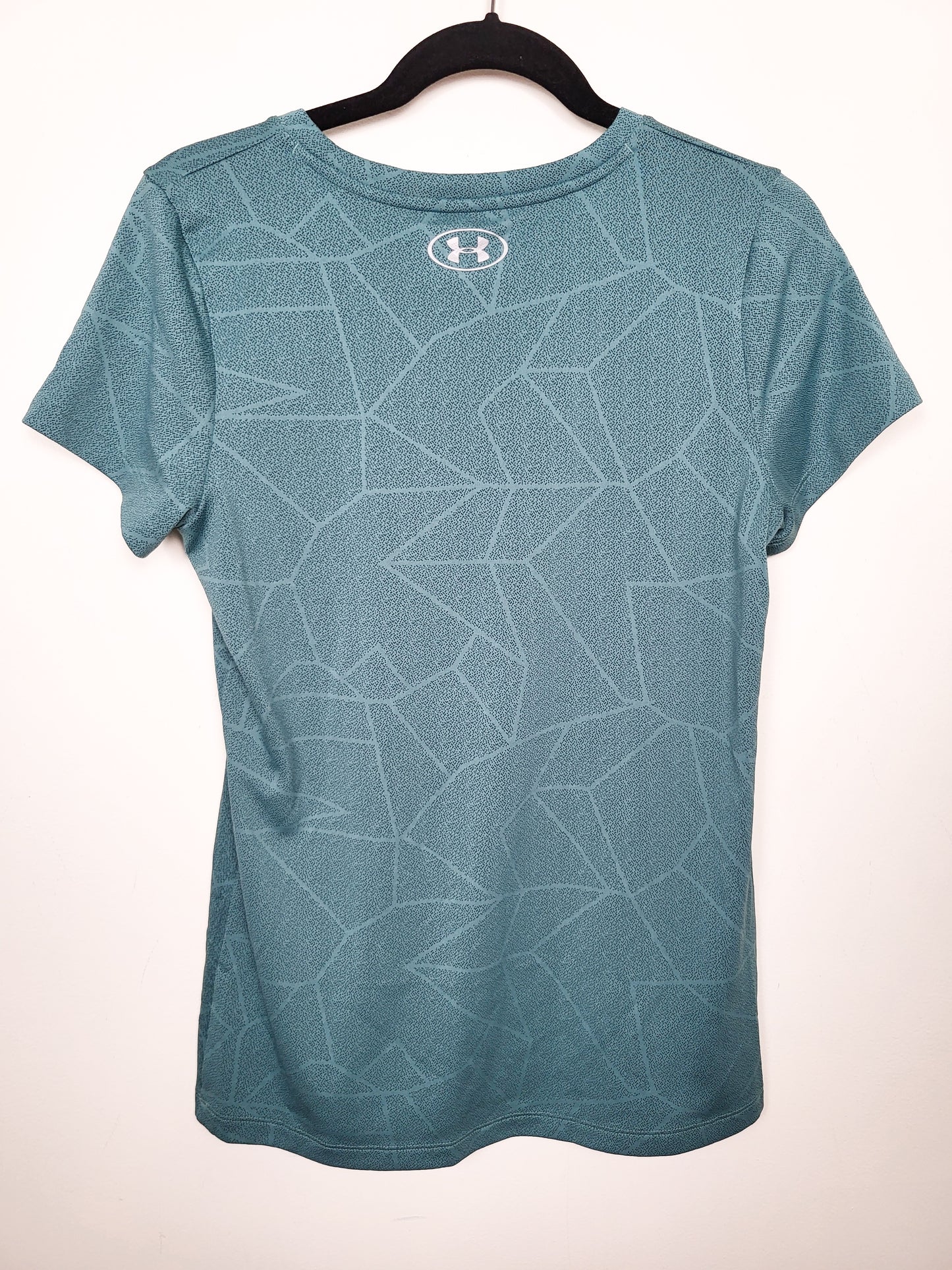Under Armour Teal Geometric Loose Fit Women's Breeze 2.0 Trail T-Shirt  | Size MEDIUM