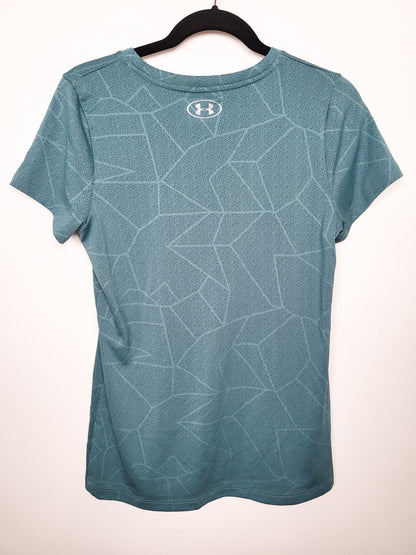 Under Armour Teal Geometric Loose Fit Women's Breeze 2.0 Trail T-Shirt  | Size MEDIUM