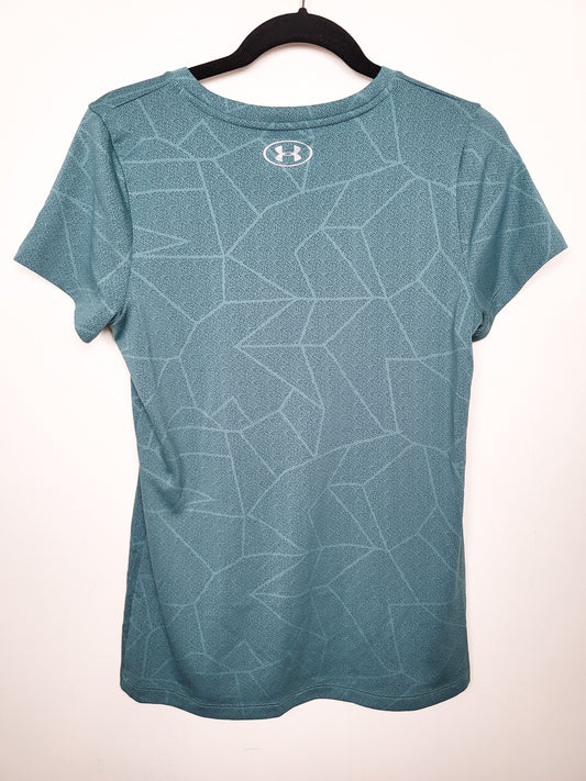 Under Armour Teal Geometric Loose Fit Women's Breeze 2.0 Trail T-Shirt  | Size MEDIUM