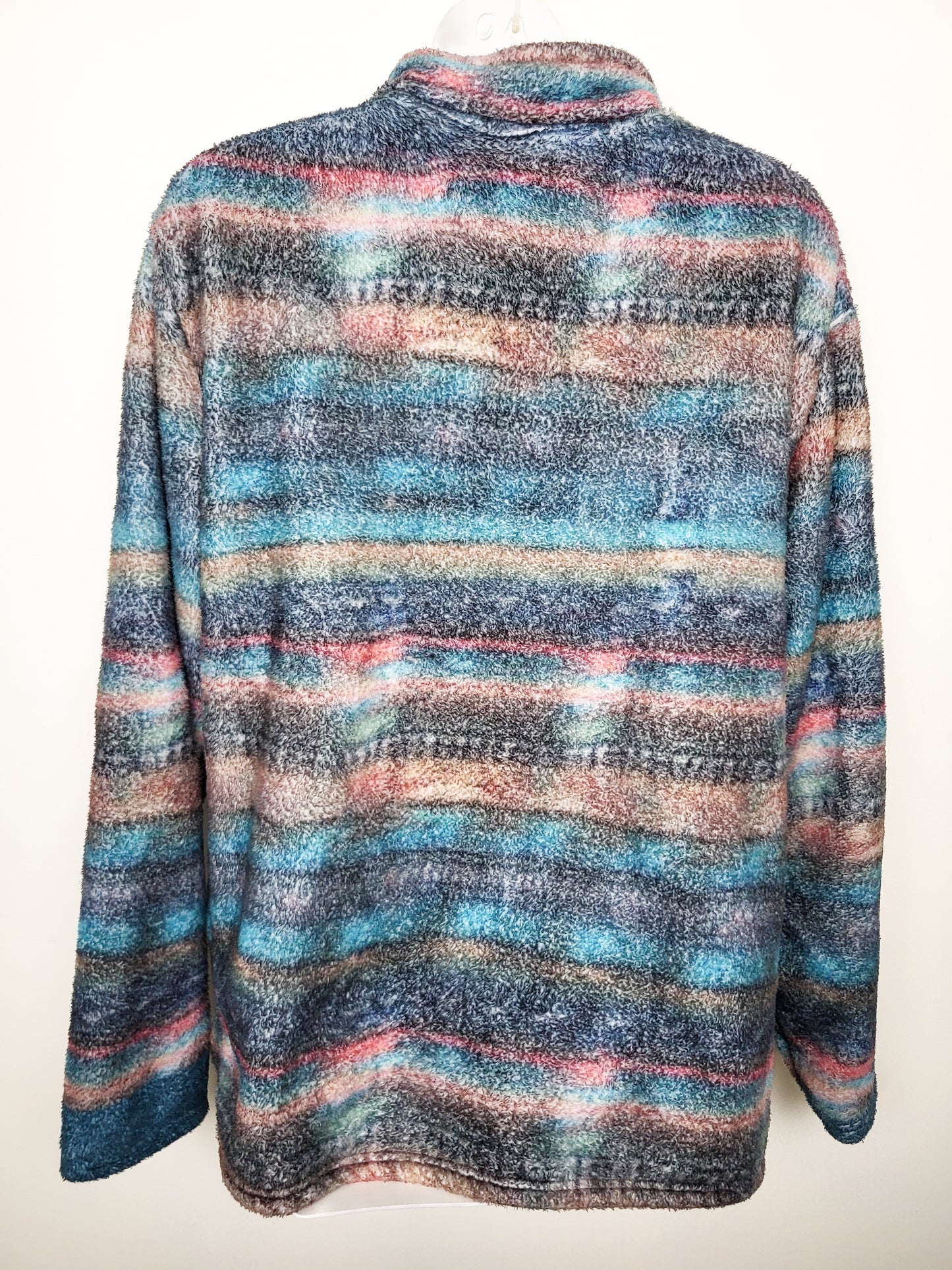 Multi-striped Fleece Pullover | Sizes like an XL
