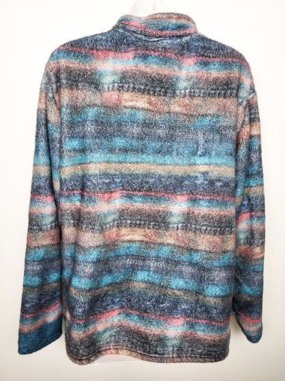Multi-striped Fleece Pullover | Sizes like an XL
