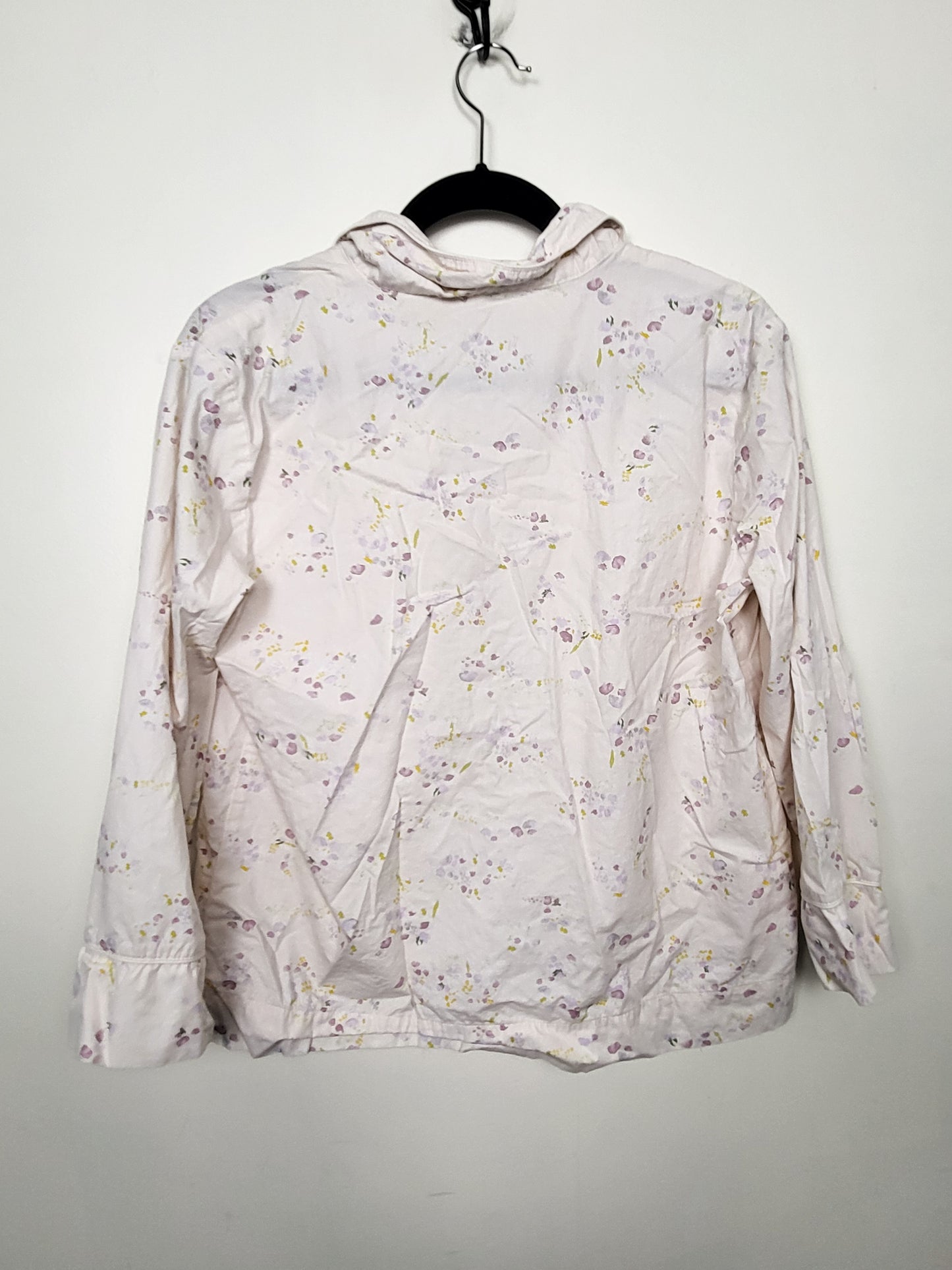 Indigo Love and Lore pale pink floral print organic poplin cotton 2pc Pajama Set | Size MEDIUM
