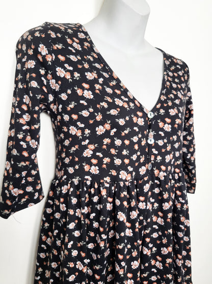 Jessica Simpson black tiered floral midi dress | Size MEDIUM
