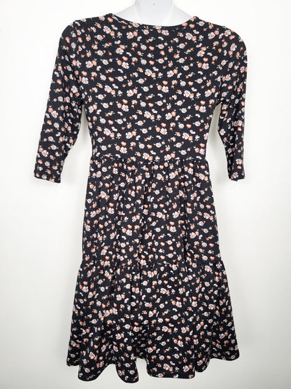 Jessica Simpson black tiered floral midi dress | Size MEDIUM