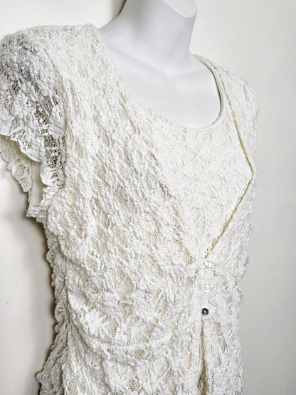 Cream coloured lace top | Approx size SMALL