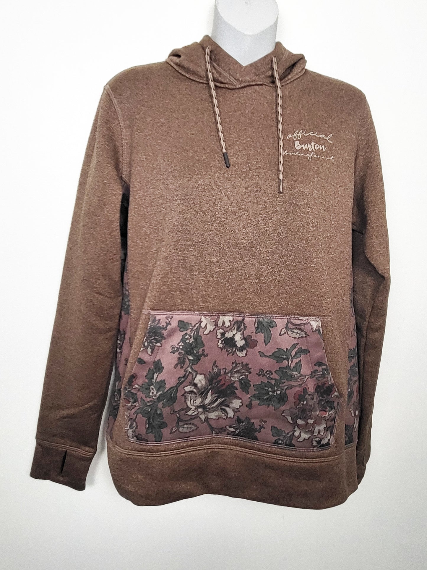 Burton Women's brown and floral pullover hoodie | Size MEDIUM