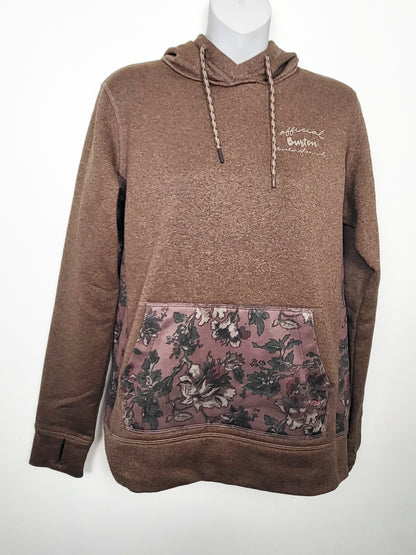 Burton Women's brown and floral pullover hoodie | Size MEDIUM