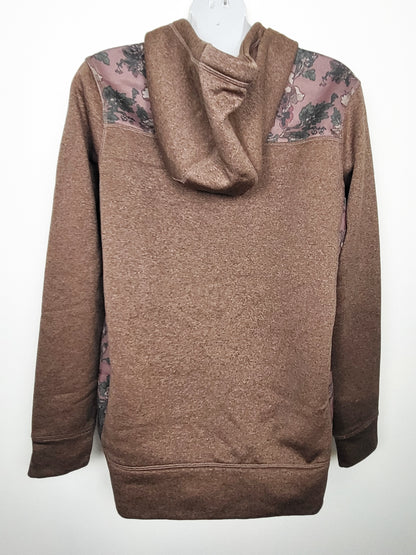 Burton Women's brown and floral pullover hoodie | Size MEDIUM