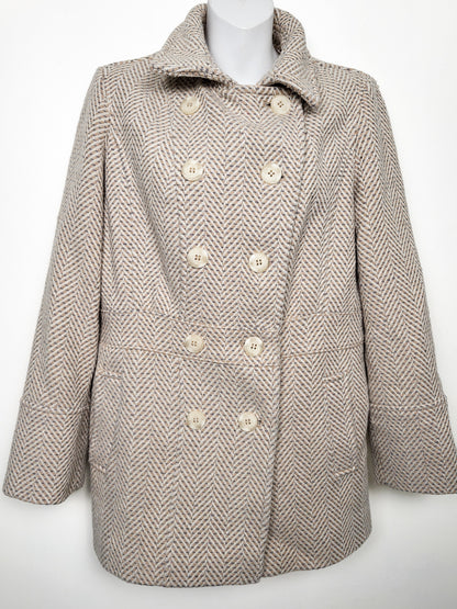 Vintage Y2K era Cleo Petite herringbone wool blend pea coat | Size 6 PETITE