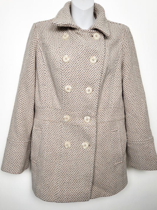 Vintage Y2K era Cleo Petite herringbone wool blend pea coat | Size 6 PETITE