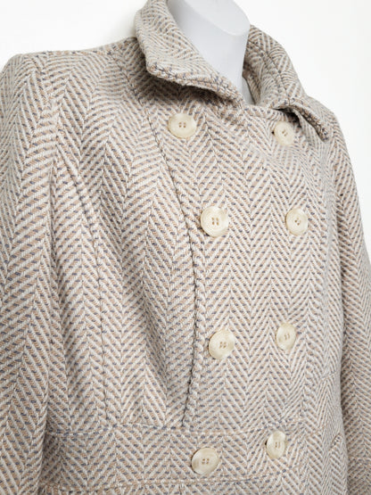 Vintage Y2K era Cleo Petite herringbone wool blend pea coat | Size 6 PETITE