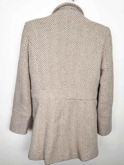 Vintage Y2K era Cleo Petite herringbone wool blend pea coat | Size 6 PETITE