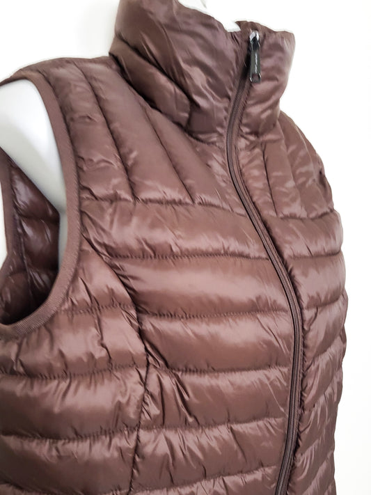 Hawke & Co. Women's Rail Quilt Packable Puffer Vest  in "Chicory Coffee" colour | Size MEDIUM