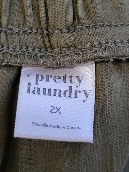 Pretty Laundry by Little and Lively olive green 2pc bamboo blend pajamas | Size 2X
