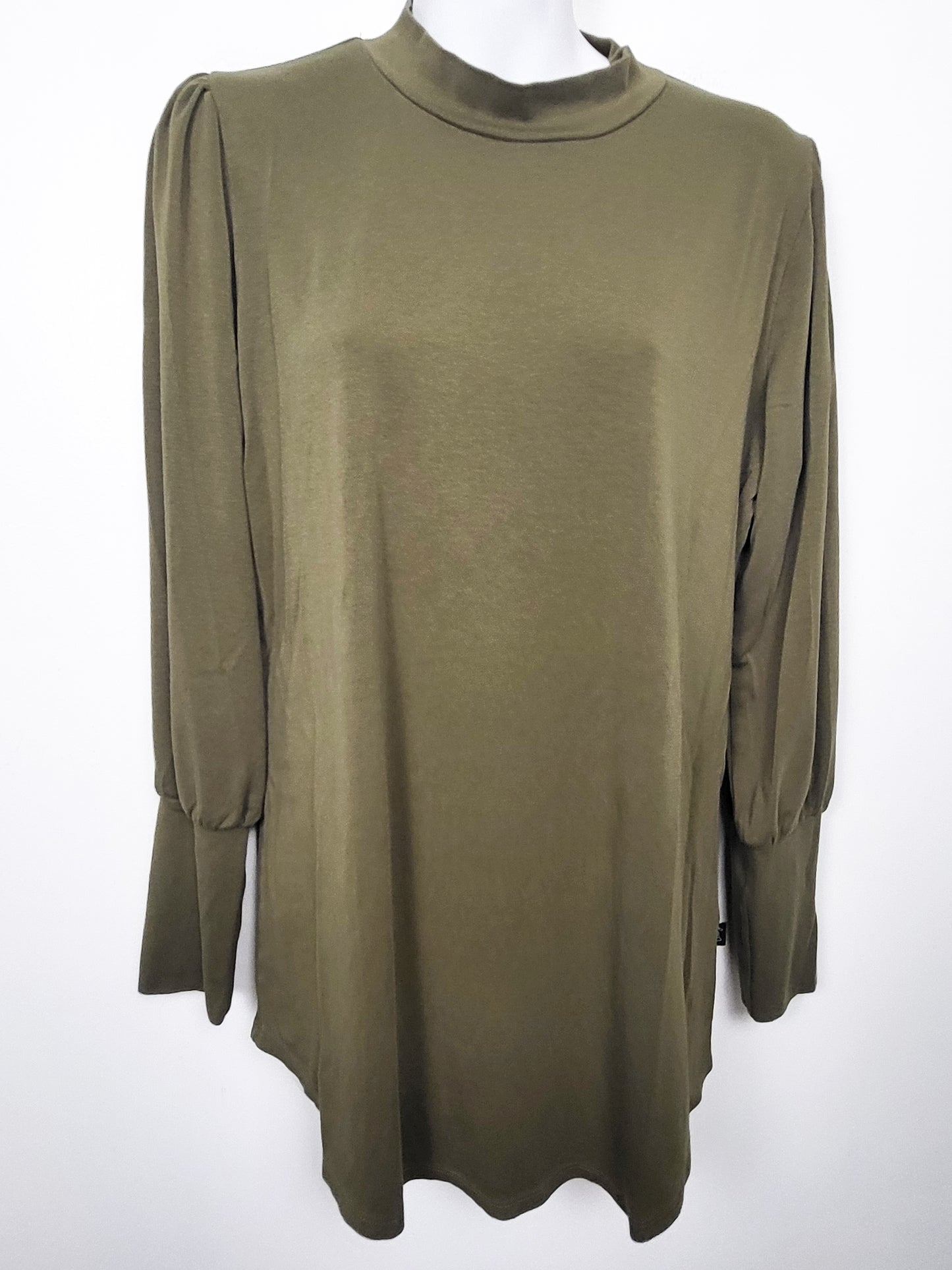 Dwelling Apparel by Little and Lively Women's Puff Sleeve Mock-Neck Bamboo Tunic | Size LARGE