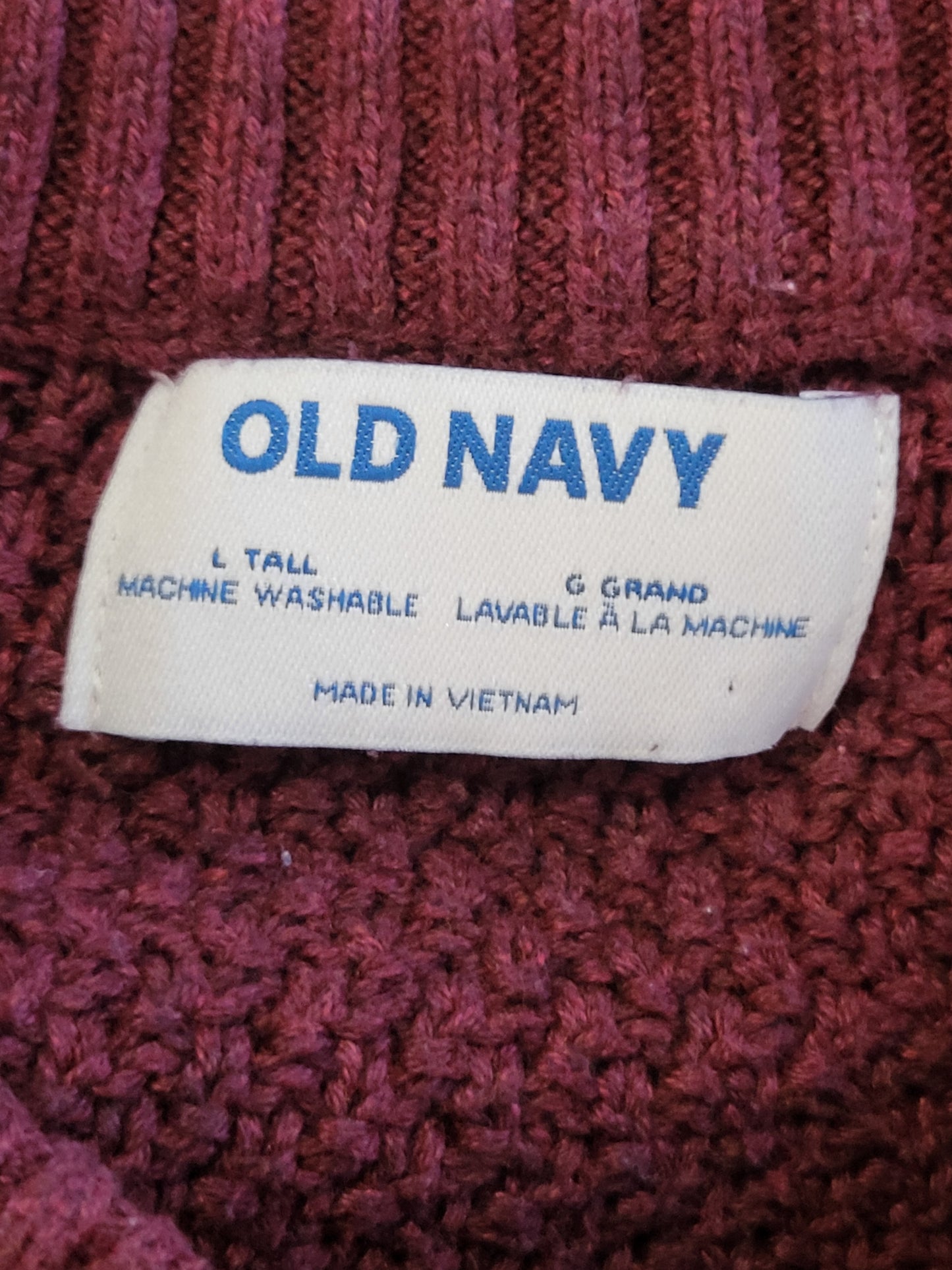 Old Navy burgundy tunic length sweater | Size LARGE TALL