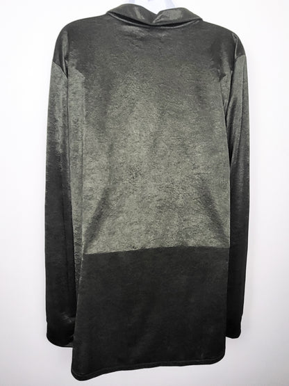Gap Satin Relaxed Button-Front Shirt in Olive Green | Size XL TALL