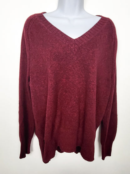 Old Navy burgundy V-neck sweater | size LARGE TALL
