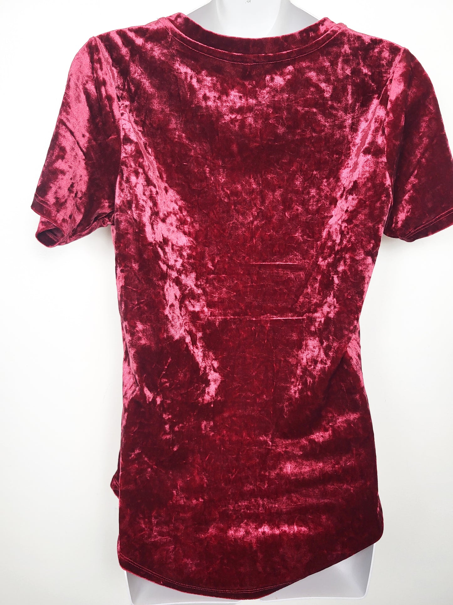 Z Supply Red Crushed Velour V-Neck Top | Size SMALL
