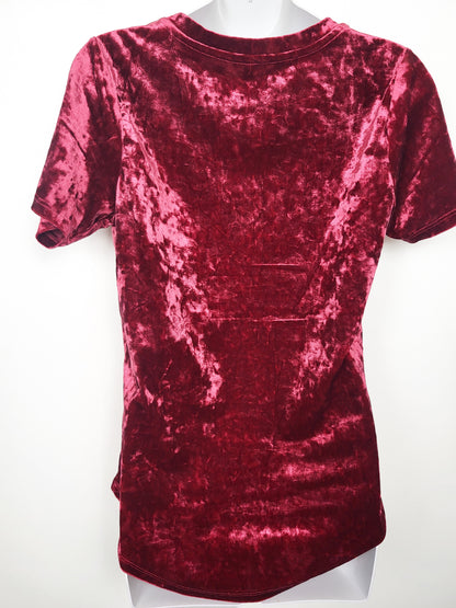 Z Supply Red Crushed Velour V-Neck Top | Size SMALL