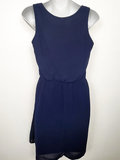 Super B navy embroidered chiffon dress | Size SMALL