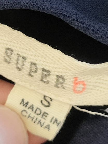 Super B navy embroidered chiffon dress | Size SMALL