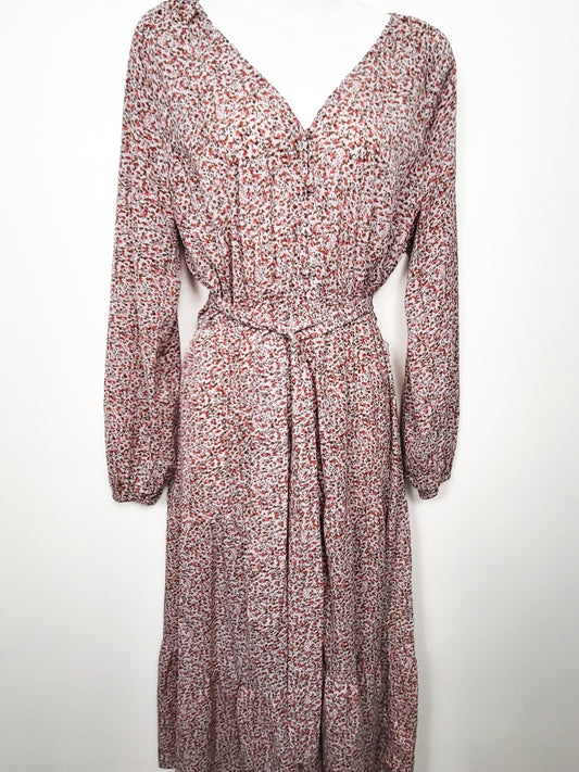 Minkpink ditzy floral midi dress with tie belt  Size SMALL
