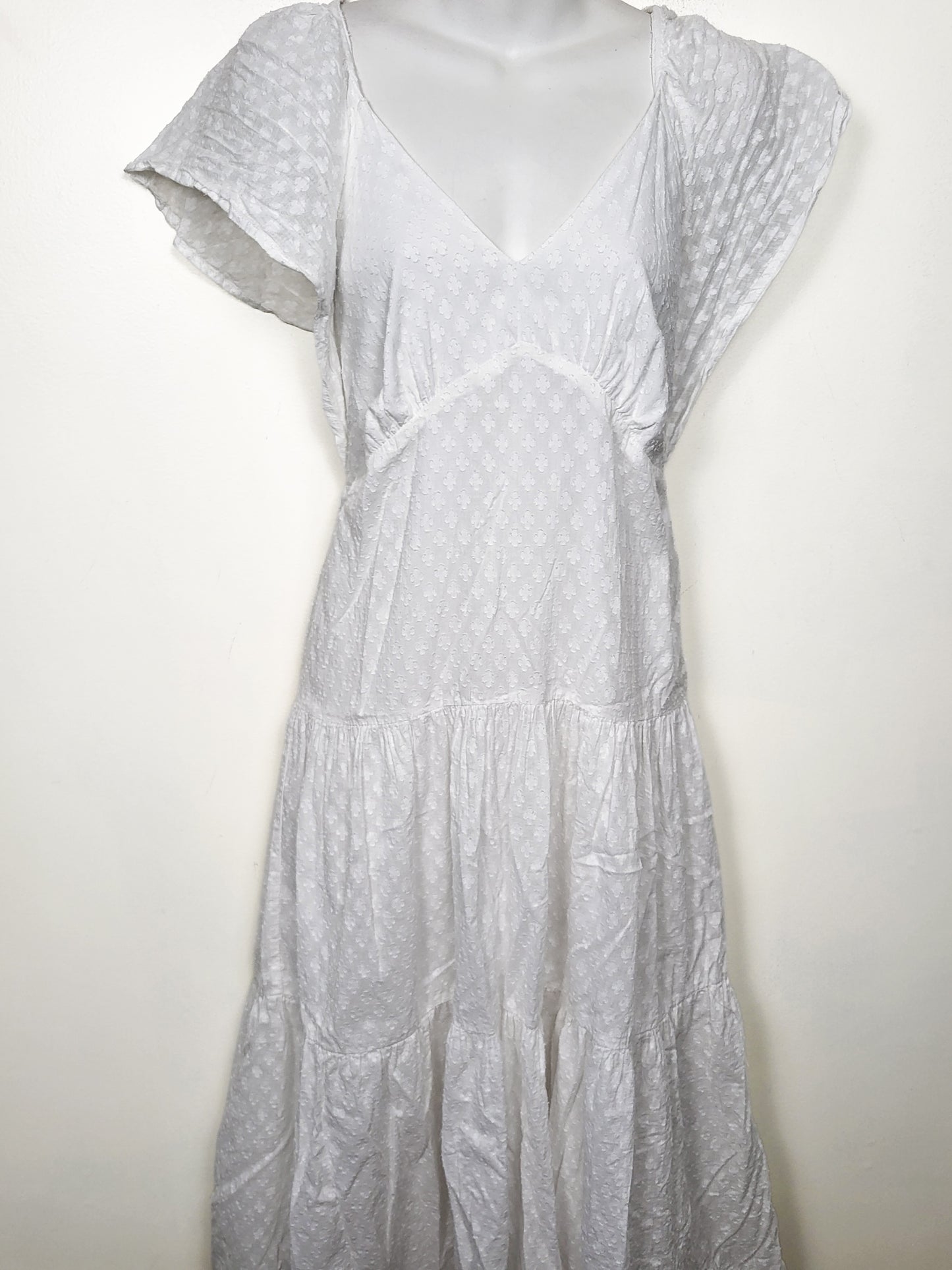 Black Tape (Dex) white tiered Swiss Dot textured Boho dress | Size XS