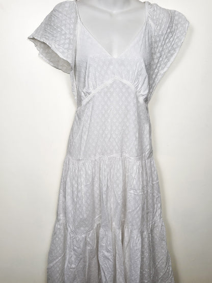 Black Tape (Dex) white tiered Swiss Dot textured Boho dress | Size XS