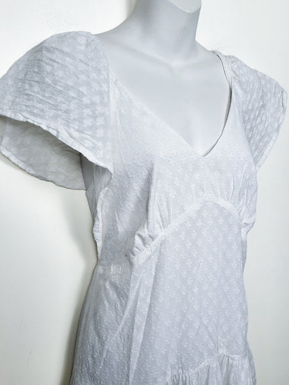 Black Tape (Dex) white tiered Swiss Dot textured Boho dress | Size XS