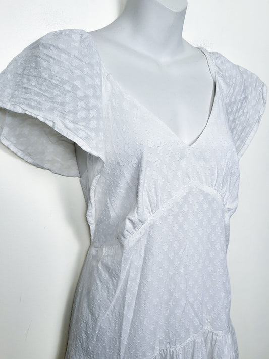 Black Tape (Dex) white tiered Swiss Dot textured Boho dress | Size XS